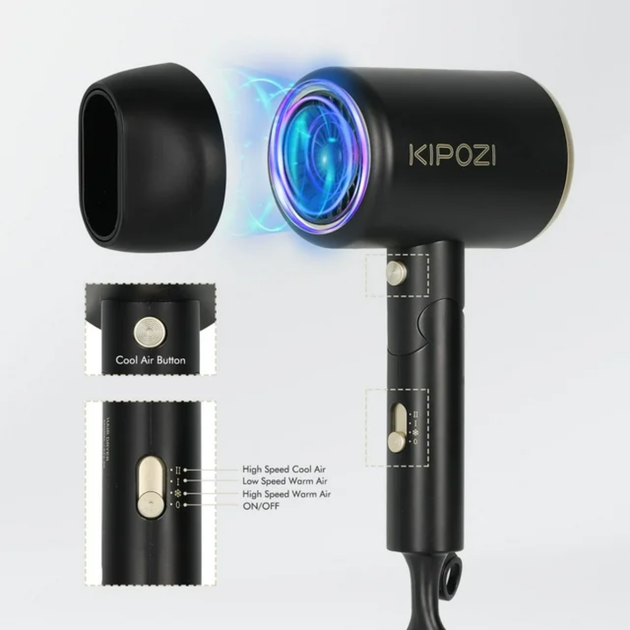 KIPOZI Professional Ionic Hair Dryer, Blow Dryer with Diffuser and Con ...