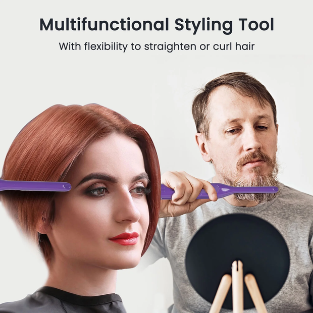 KIPOZI 0.3" Titanium 2 in 1 Mini Flat Iron Straightener and Curler Small Hair Straightener and curling iron for Short Hair Thin Hair Pixie Cut, Purple