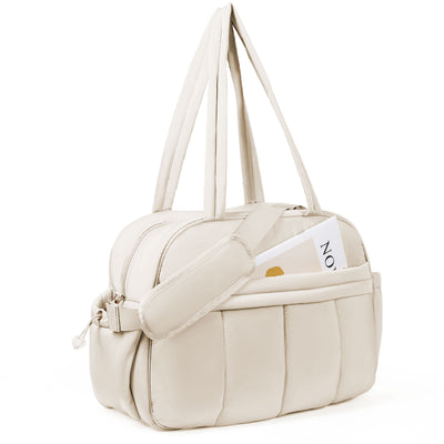 KIPOZI Travel Duffel Bag, Weekender Bag for Women with Wet Pocket, Lightweight Carry on Gym Bag for Women, Personal Item Travel Bag for Airlines, Overnight Tote Bag for Women, Water Resistant,White