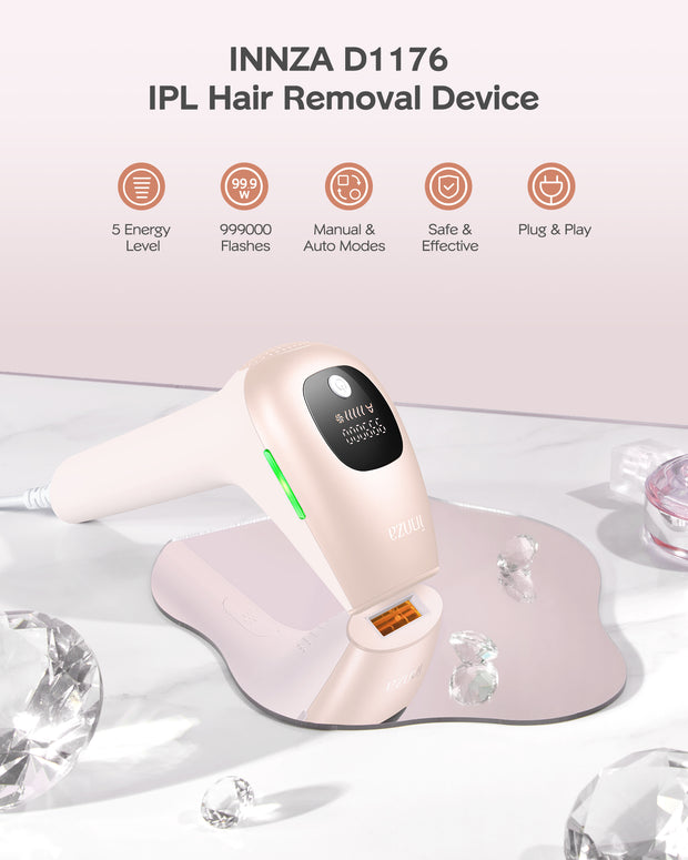 INNZA Laser Hair Removal, IPL Painless Permanent Hair Removal, Facial Hair Remover for Armpits Legs Arms Bikini Line, Pink