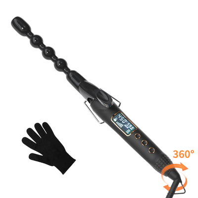 Kipozi Bubble Wand Curling Iron, Ceramic 1 Inch Bubble Curling Wand for Short & Long Hair, Spiral Curling Iron with 15 Adjustable Temp, Dual Voltage, Include Heat Resistant Glove