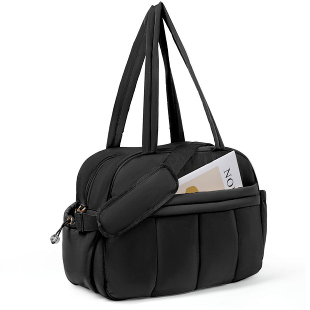 KIPOZI Travel Duffel Bag, Weekender Bag for Women with Wet Pocket, Lightweight Carry on Gym Bag for Women, Personal Item Travel Bag for Airlines, Overnight Tote Bag for Women, Water Resistant,Black