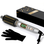 KIPOZI 1.25" Thermal Brush, Curling Iron Brush, Thermal Round Brush, LCD Display with 16 Adjustable Temperature, Auto Shut-Off, Black