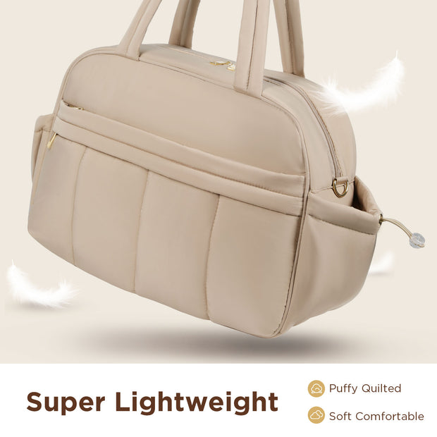 KIPOZI Travel Duffel Bag, Weekender Bag for Women with Wet Pocket, Lightweight Carry on Gym Bag for Women, Personal Item Travel Bag for Airlines, Overnight Tote Bag for Women, Water Resistant,Camel