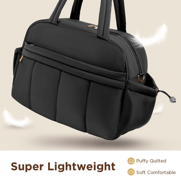 KIPOZI Travel Duffel Bag, Weekender Bag for Women with Wet Pocket, Lightweight Carry on Gym Bag for Women, Personal Item Travel Bag for Airlines, Overnight Tote Bag for Women, Water Resistant,Black