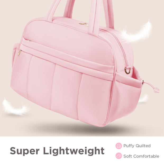 KIPOZI Travel Duffel Bag, Weekender Bag for Women with Wet Pocket, Lightweight Carry on Gym Bag for Women, Personal Item Travel Bag for Airlines, Overnight Tote Bag for Women, Water Resistant, Pink