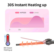 KIPOZI Professional 3/8" Small Hair Curling Wand, Small Barrel Curling Iron for Short & Long Hair, Ceramic Small Wand with 15 Adjustable Temperature Setting, Dual Voltage, Include Heat Resistant Glove