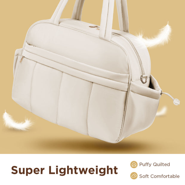 KIPOZI Travel Duffel Bag, Weekender Bag for Women with Wet Pocket, Lightweight Carry on Gym Bag for Women, Personal Item Travel Bag for Airlines, Overnight Tote Bag for Women, Water Resistant,White