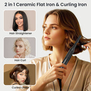 Kipozi 3/10" Small Flat Iron, Pencil Flat Iron for Short Hair, Pixie Cut and Bangs, Curling Iron for Short Hair, Mini Hair Straightener for Edges with Anti-Pinch Design, Tiny Hair Straightener, Black