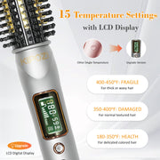 KIPOZI 1.25" Thermal Brush, Curling Iron Brush, Thermal Round Brush, LCD Display with 16 Adjustable Temperature, Auto Shut-Off, Black