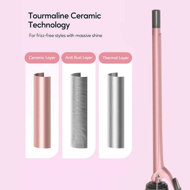 KIPOZI Professional 3/8" Small Hair Curling Wand, Small Barrel Curling Iron for Short & Long Hair, Ceramic Small Wand with 15 Adjustable Temperature Setting, Dual Voltage, Include Heat Resistant Glove