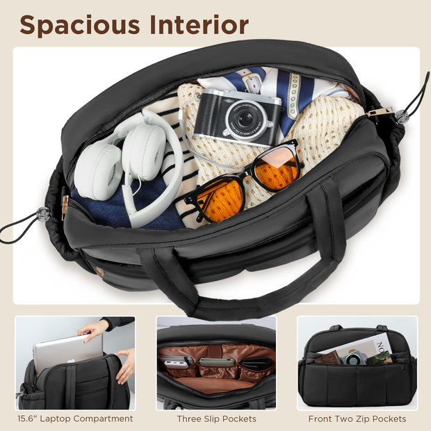 KIPOZI Travel Duffel Bag, Weekender Bag for Women with Wet Pocket, Lightweight Carry on Gym Bag for Women, Personal Item Travel Bag for Airlines, Overnight Tote Bag for Women, Water Resistant,Black