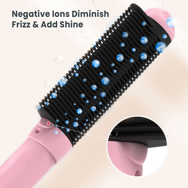 KIPOZI Hair Straightener Brush with Curling Function, Negative Ion Hair Straightener Comb, Instant Heating