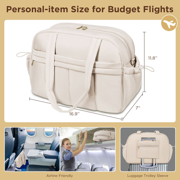 KIPOZI Travel Duffel Bag, Weekender Bag for Women with Wet Pocket, Lightweight Carry on Gym Bag for Women, Personal Item Travel Bag for Airlines, Overnight Tote Bag for Women, Water Resistant,White