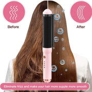 KIPOZI Hair Straightener Brush with Curling Function, Negative Ion Hair Straightener Comb, Instant Heating