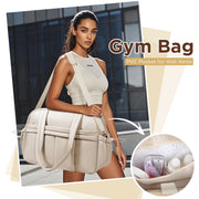 KIPOZI Travel Duffel Bag, Weekender Bag for Women with Wet Pocket, Lightweight Carry on Gym Bag for Women, Personal Item Travel Bag for Airlines, Overnight Tote Bag for Women, Water Resistant,White