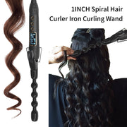 Kipozi Bubble Wand Curling Iron, Ceramic 1 Inch Bubble Curling Wand for Short & Long Hair, Spiral Curling Iron with 15 Adjustable Temp, Dual Voltage, Include Heat Resistant Glove
