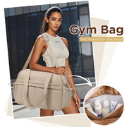 KIPOZI Travel Duffel Bag, Weekender Bag for Women with Wet Pocket, Lightweight Carry on Gym Bag for Women, Personal Item Travel Bag for Airlines, Overnight Tote Bag for Women, Water Resistant,Camel