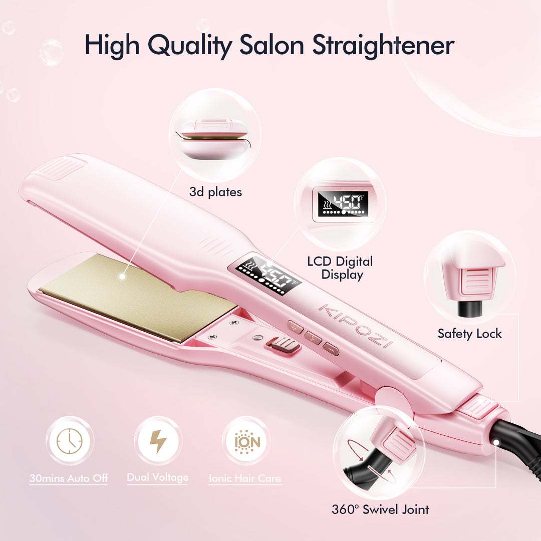 KIPOZI Negative Ion Flat Iron, Anti-Static Hair Straightener with