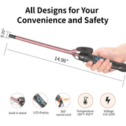 KIPOZI Professional 3/8" Small Hair Curling Wand, Small Barrel Curling Iron for Short & Long Hair, Ceramic Small Wand with 15 Adjustable Temperature Setting, Dual Voltage, Include Heat Resistant Glove