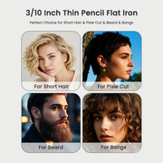 Kipozi 3/10" Small Flat Iron, Pencil Flat Iron for Short Hair, Pixie Cut and Bangs, Curling Iron for Short Hair, Mini Hair Straightener for Edges with Anti-Pinch Design, Tiny Hair Straightener, Black