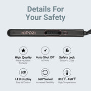 KIPOZI Travel Size Professional 1" Tourmaline & Ceramic 2 In 1 Flat Iron Hair Straightener, Ionic, Black