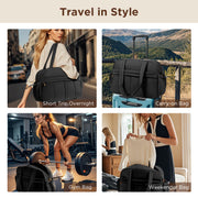 KIPOZI Travel Duffel Bag, Weekender Bag for Women with Wet Pocket, Lightweight Carry on Gym Bag for Women, Personal Item Travel Bag for Airlines, Overnight Tote Bag for Women, Water Resistant,Black