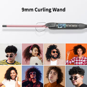 KIPOZI Professional 3/8" Small Hair Curling Wand, Small Barrel Curling Iron for Short & Long Hair, Ceramic Small Wand with 15 Adjustable Temperature Setting, Dual Voltage, Include Heat Resistant Glove