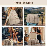 KIPOZI Travel Duffel Bag, Weekender Bag for Women with Wet Pocket, Lightweight Carry on Gym Bag for Women, Personal Item Travel Bag for Airlines, Overnight Tote Bag for Women, Water Resistant,Camel
