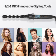 Kipozi Bubble Wand Curling Iron, Ceramic 1 Inch Bubble Curling Wand for Short & Long Hair, Spiral Curling Iron with 15 Adjustable Temp, Dual Voltage, Include Heat Resistant Glove