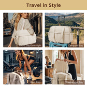 KIPOZI Travel Duffel Bag, Weekender Bag for Women with Wet Pocket, Lightweight Carry on Gym Bag for Women, Personal Item Travel Bag for Airlines, Overnight Tote Bag for Women, Water Resistant,White