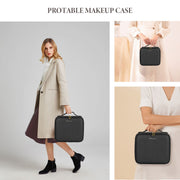 KIPOZI Makeup Bag with LED Lighted Mirror, Cosmetic Bag with Adjustable Dividers, Makeup Train Case with Mirror,Black