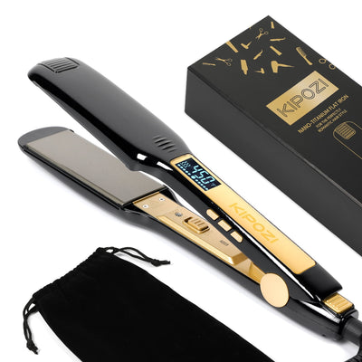 KIPOZI Flat Iron 1.75 Inch Titanium Plates Pro Hair Straightener-black