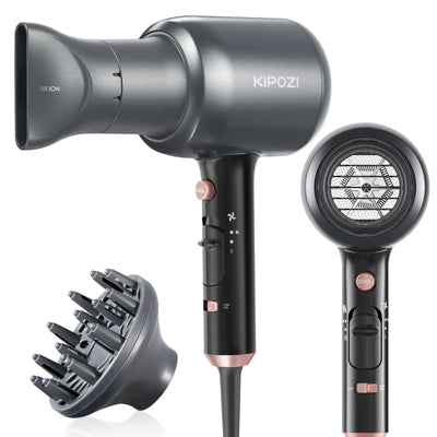 Lonic Hair Dryer with Diffuser and Concentrator - 5917 Grey - Kipozi