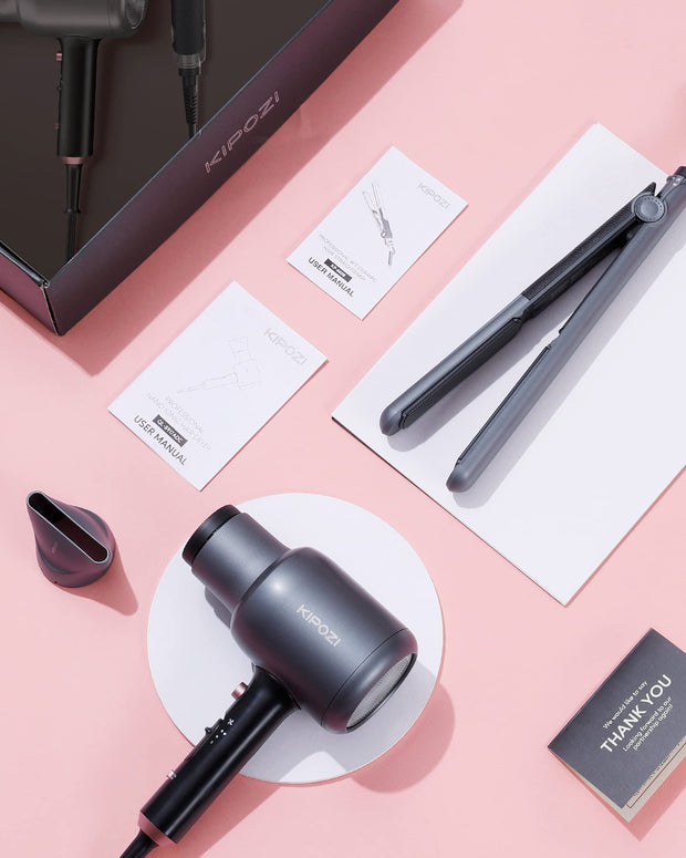 Hair Dryer and Hair Straightener Set - Grey - Kipozi