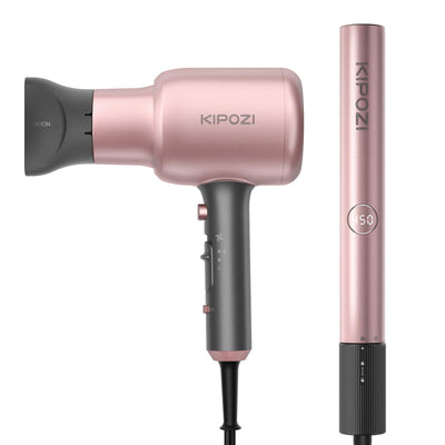 Hair Dryer and Hair Straightener Set - Rose Pink - Kipozi