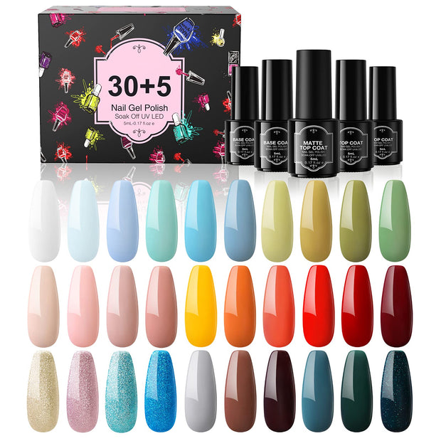 30 + 5 Pcs Gel Nail Polish Set - Garden Collection - Kipozi