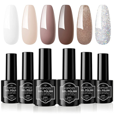 KIPOZI 6 Colors Gel Polish Kit -  Earth Tones - Kipozi