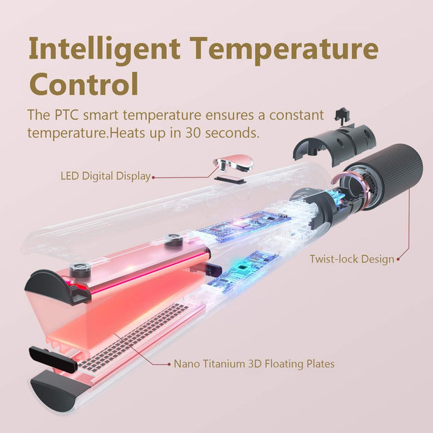 2 in 1 Straightener and Curling iron - V7 ROSE PINK